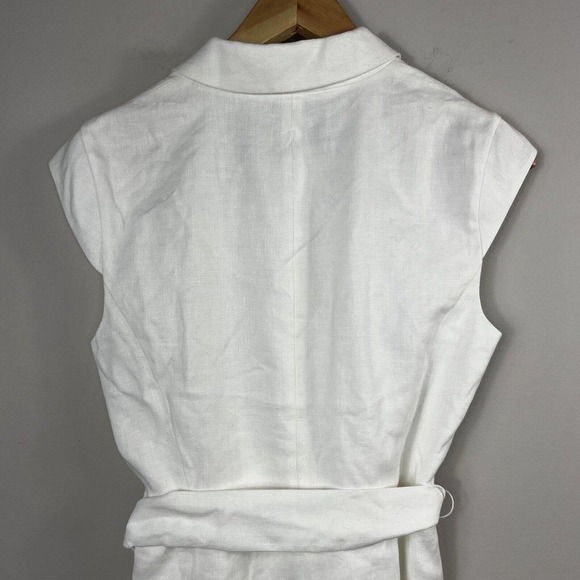 J Crew White Faux Wrap Linen Blend Dress size 2 Belted - Picture 11 of 13